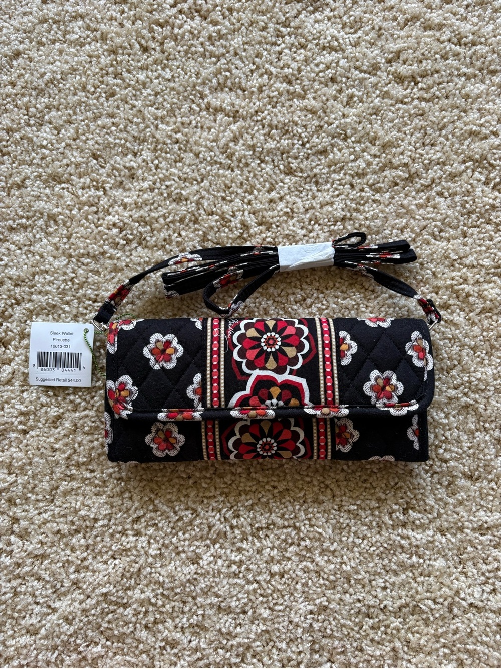NWT Vera Bradley Sleek Wallet Crossbody Pirouette Floral Quilted Cotton